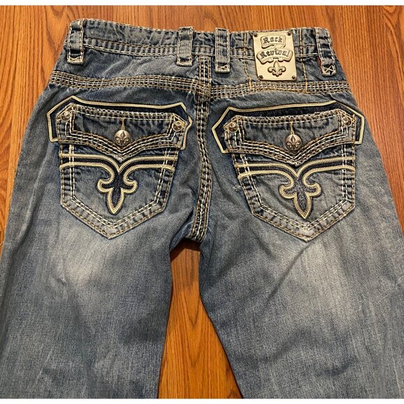 Rock Revival Dan Jeans 29x29 Mens Flap Pockets Relaxed Straight Leg Pants - Picture 1 of 8